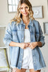 First Love Smile Face Button Down Raw Hem Denim Jacket - DAVERRI FASHIONS