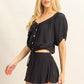 HYFVE Drawstring Hem Short Sleeve Top and Skort Set Skort Sets