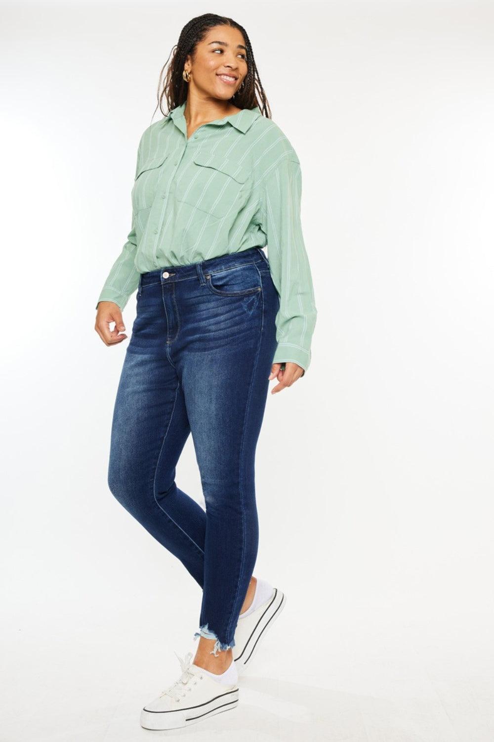Kancan Full Size High Rise Frayed Ankle Skinny Jeans | Daverri Fashions