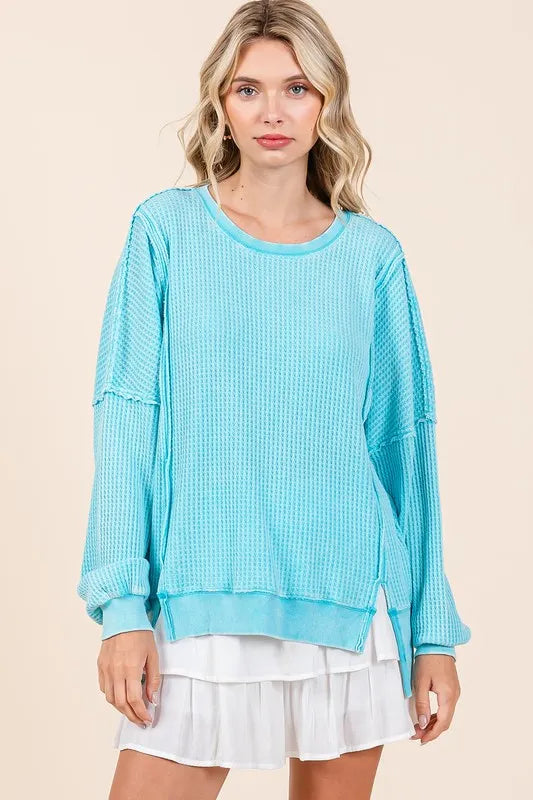 Mittoshop Mineral Wash Waffle Long Sleeve Sweatshirt Sweatshirts