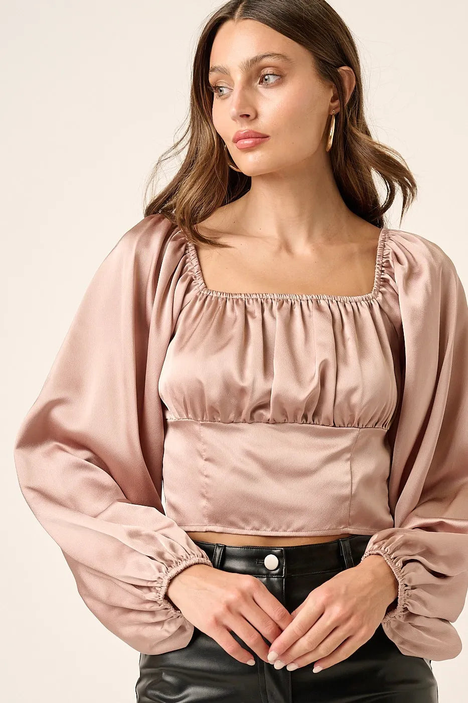 Mittoshop Satin Square Neck Blouse Blouses