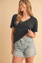 Aemi+Co V-Neck Short Sleeve T-Shirt | Daverri Fashions