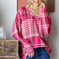 Heimish Plaid Drop Shoulder V-Neck T-Shirt Burgundy Multi
