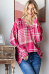 Heimish Plaid Drop Shoulder V-Neck T-Shirt - DAVERRI FASHIONS