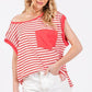 Ces Femme Side Slit Striped Cap Sleeve T-Shirt - DAVERRI FASHIONS