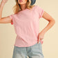 Aemi + Co Lettuce Edge Round Neck Short Sleeve T-Shirt Pink L T-Shirts