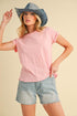 Aemi + Co Lettuce Edge Round Neck Short Sleeve T-Shirt Pink L T-Shirts