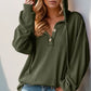 Double Take Full Size Half Button Long Sleeve Hoodie - DAVERRI FASHIONS