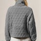 Double Take Half Zip Long Sleeve Quilted Sweatshirt with Pocket - DAVERRI FASHIONS