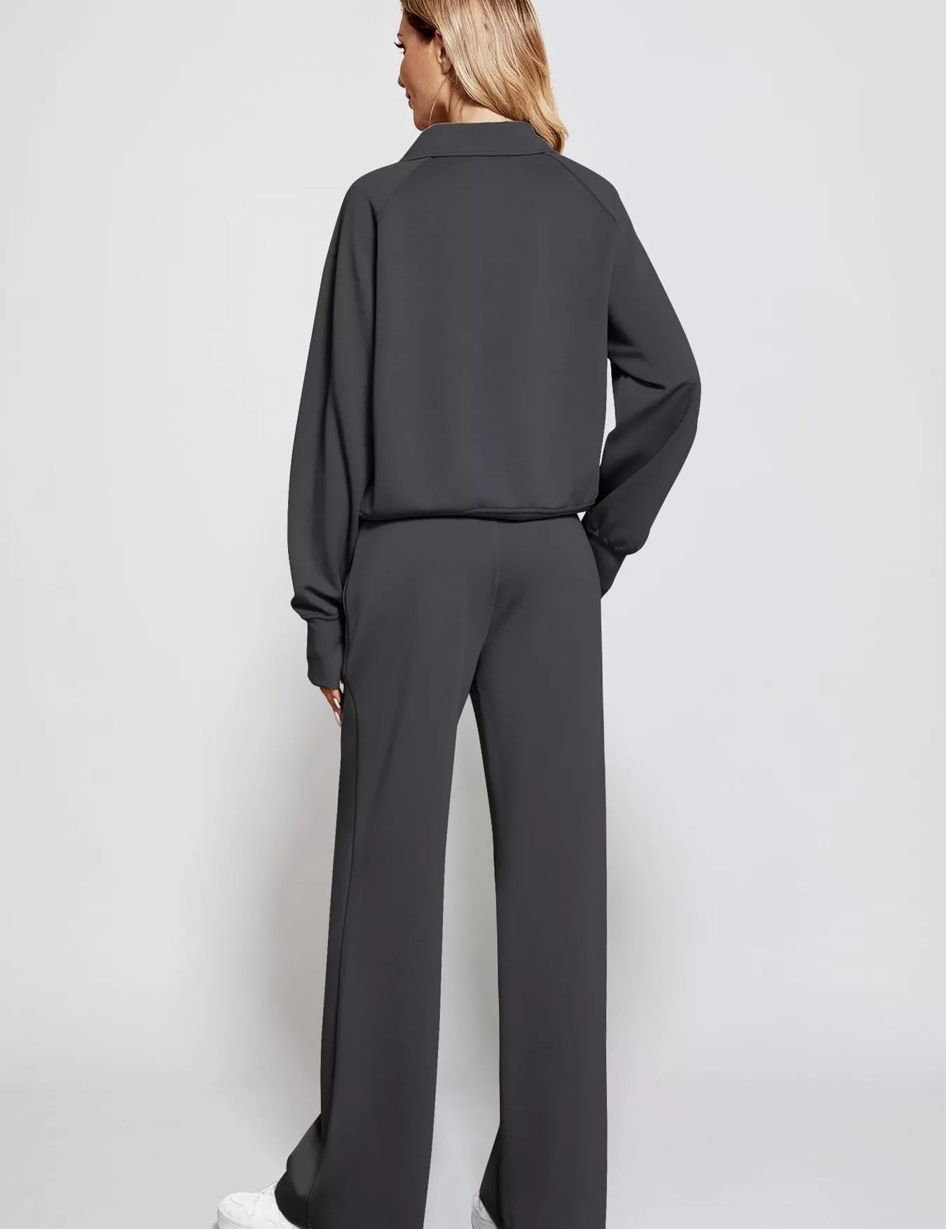 Full Size Half-Zip Sweatshirt and Wide-Leg Pants Set Plus Size | Outfit Sets Daverri Fashions