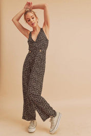 Aemi + Co Ditsy Floral Surplice Sleeveless Wide Leg Jumpsuit | Jumpsuits Daverri Fashions