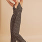 Aemi + Co Ditsy Floral Surplice Sleeveless Wide Leg Jumpsuit Jumpsuits