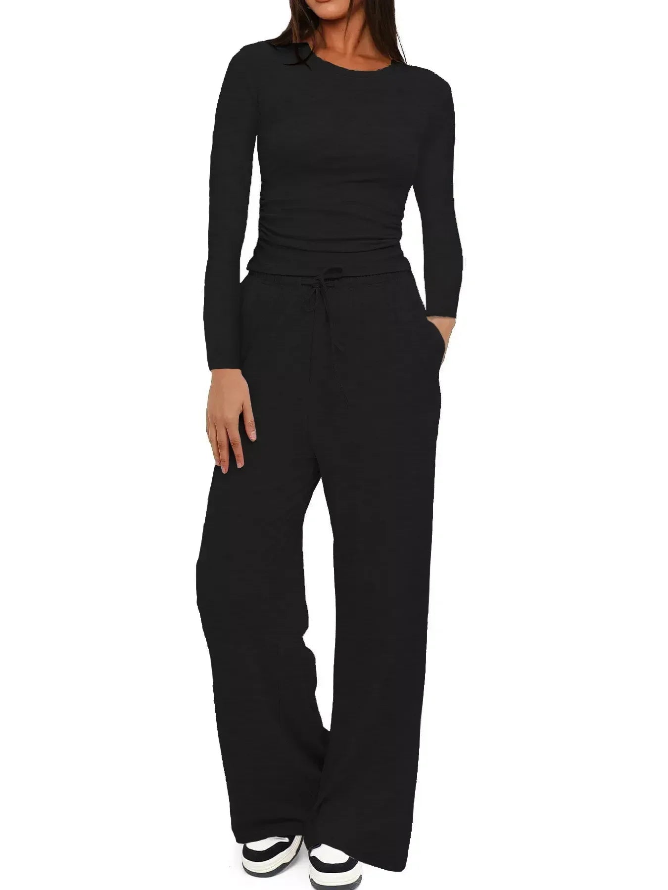 Daverri Fashions Full Size Casual Long Sleeve Top and Pants Set Plus Size - DAVERRI FASHIONS
