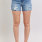 Judy Blue Full Size High Waist Denim Shorts W/stitch Over Destroy Detail Plus Size Denim Shorts