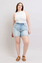 Judy Blue Full Size 2 Button Denim Shorts with Pockets Plus Size | Denim Shorts Daverri Fashions