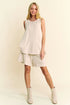 Davi & Dani Contrast Seam Top and Short Set BEIGE Outfit Sets