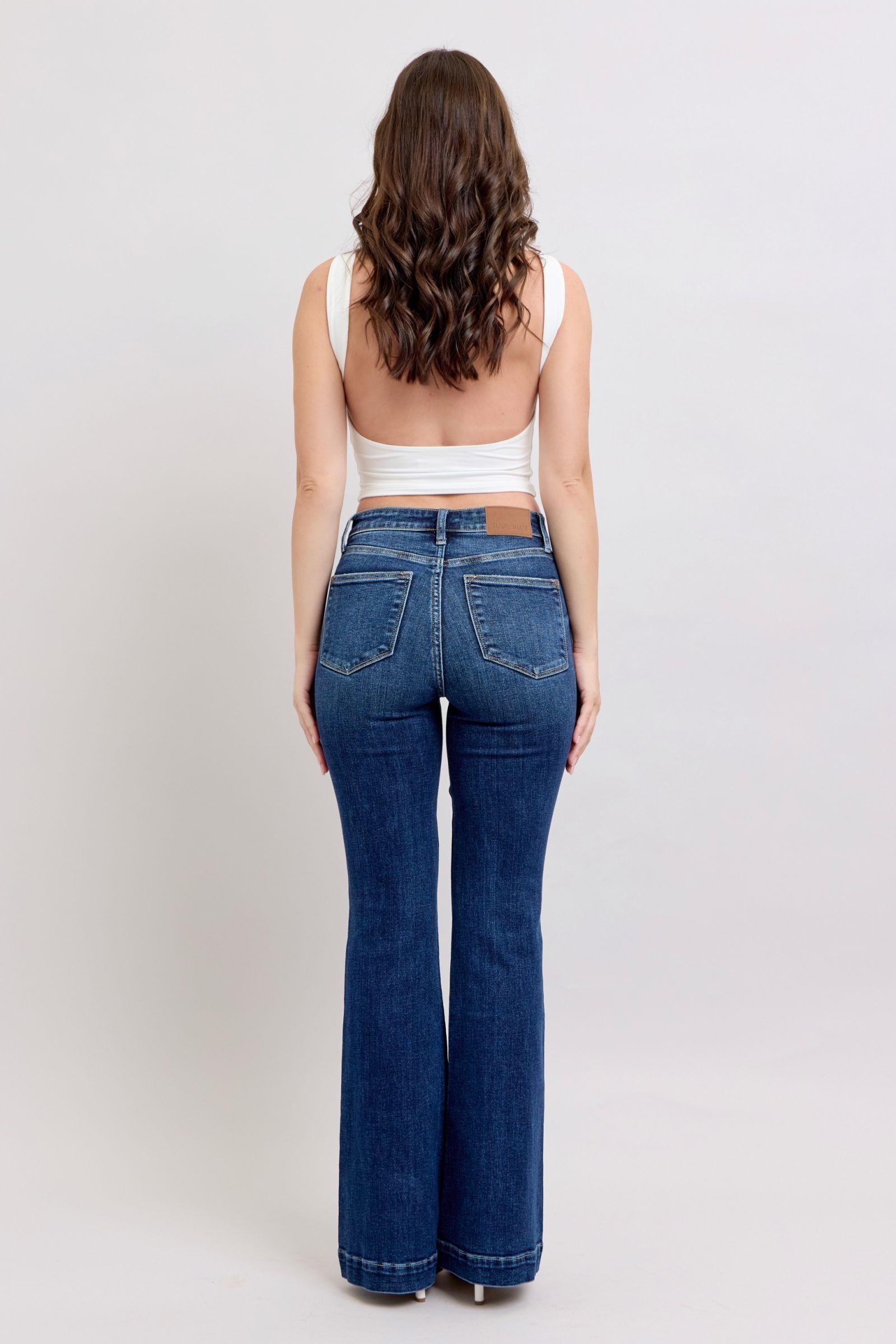 Judy Blue High Rise Flare Jeans with Pockets | Jeans Daverri Fashions