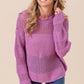 BiBi Openwork Long Sleeve Knit Top Berry Sweaters