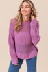 BiBi Openwork Long Sleeve Knit Top Berry Sweaters