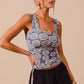 SO ME Two Tone Floral Seamless Tank Top Tank Tops