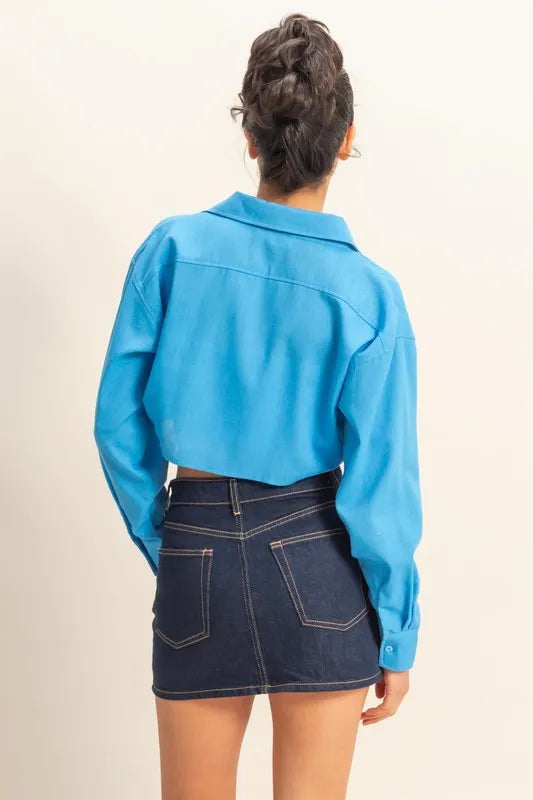 HYFVE Washed Tie Front Crop Top