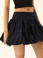 Ruched Bubble Hem Mini Skirt | Skirts Daverri Fashions
