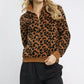 Umgee Leopard Print Quarter-Zip Sweatshirt - DAVERRI FASHIONS
