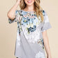 BOMBOM Floral Round Neck Short Sleeve T-Shirt