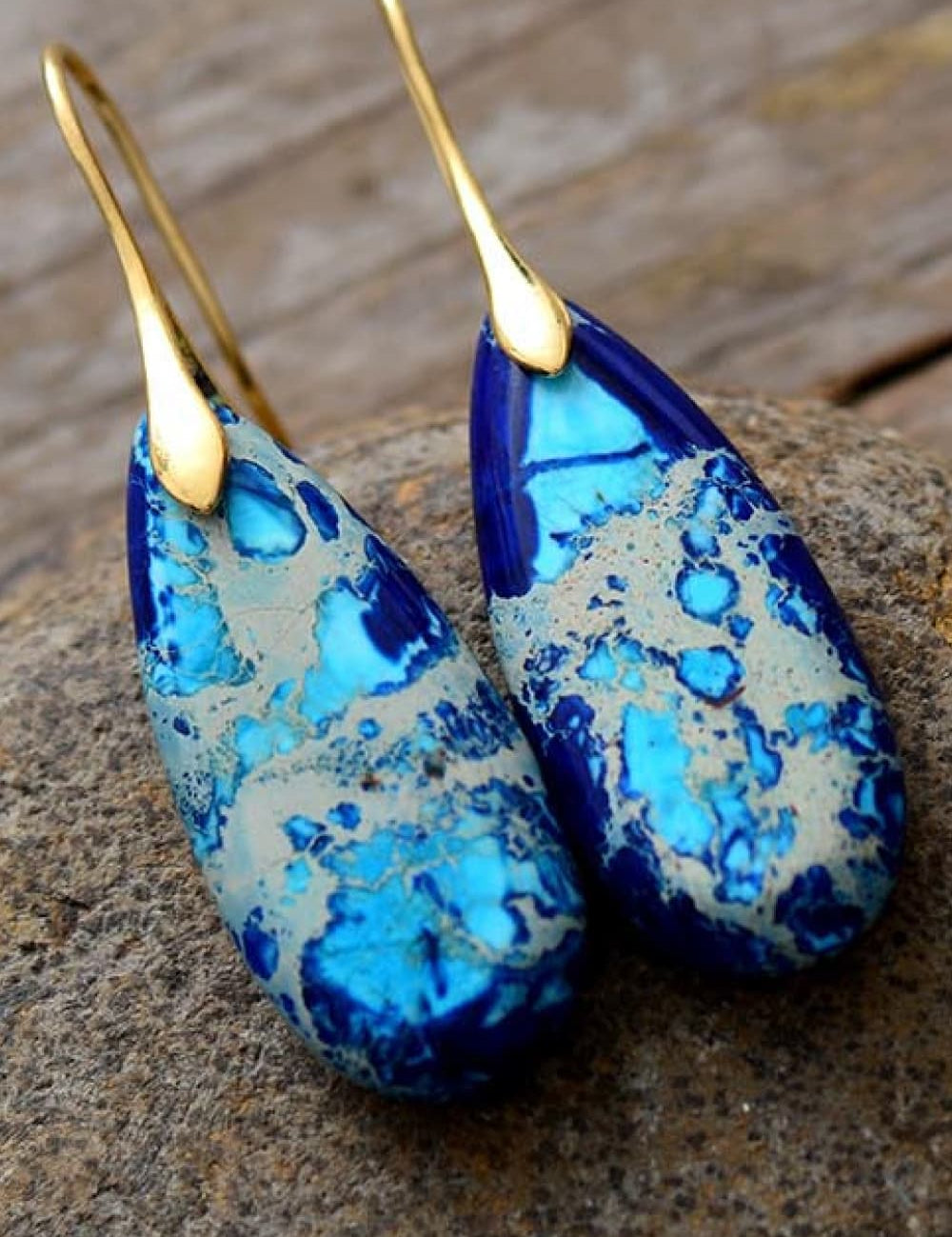 Handmade Teardrop Shape Natural Stone Dangle Earrings | Earrings Daverri Fashions