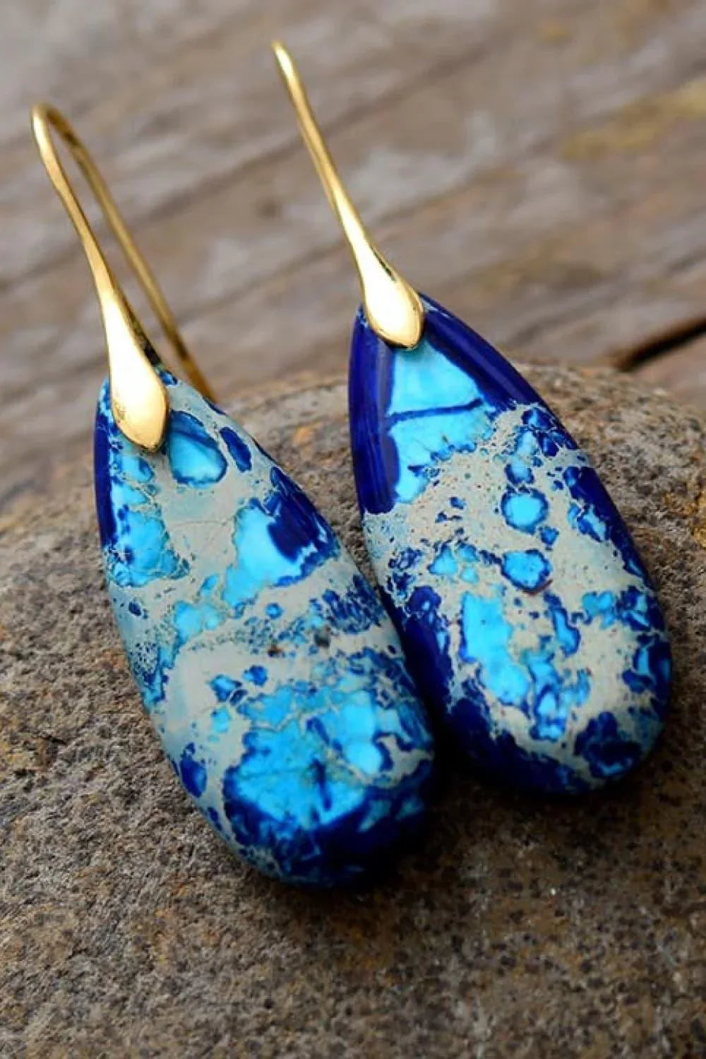 Handmade Teardrop Shape Natural Stone Dangle Earrings - DAVERRI FASHIONS