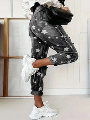 Star Print Distressed High Waist Boyfriend Jeans | Jeans Daverri Fashions