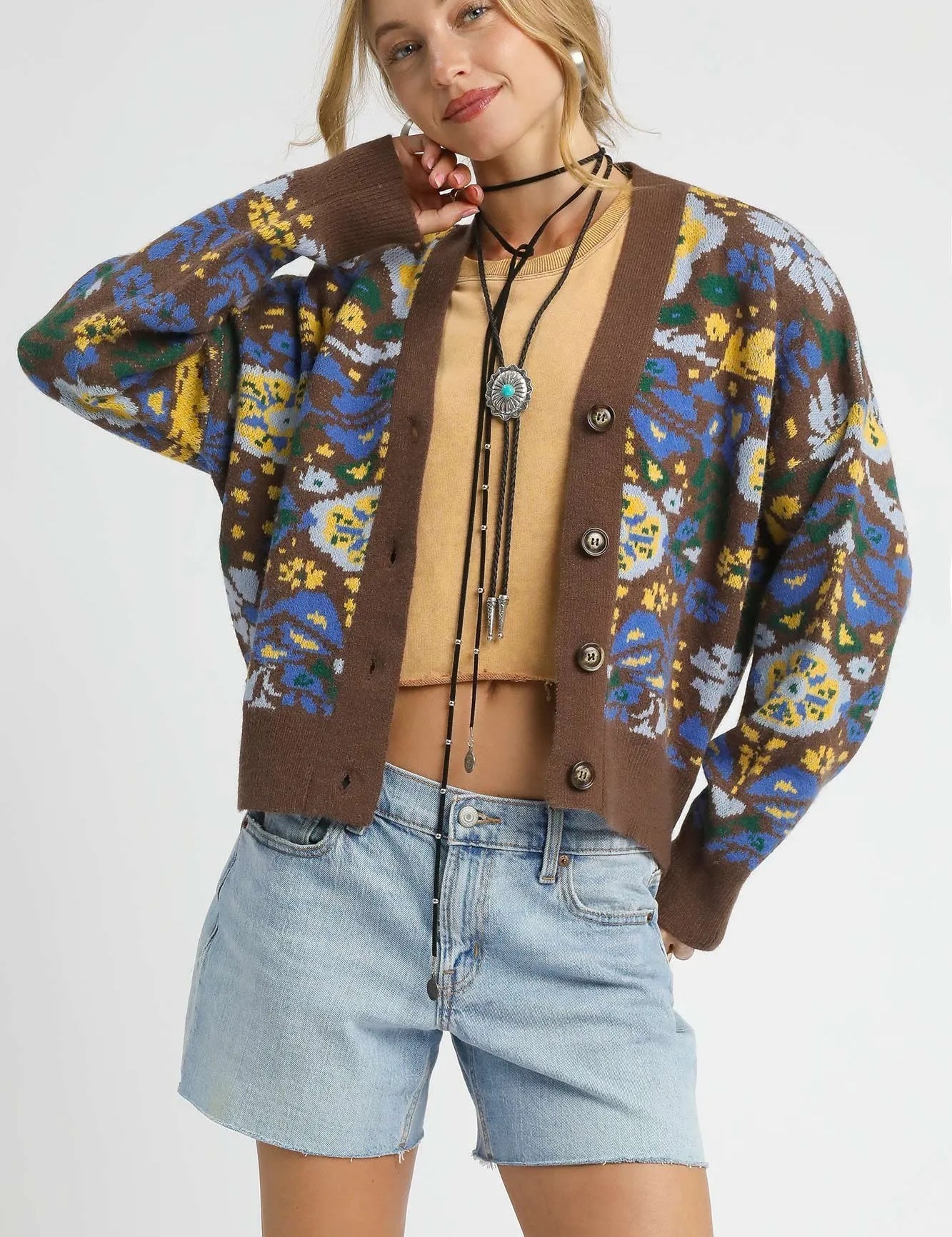 Umgee Floral Knit Button-Up Cardigan | Cardigans Daverri Fashions