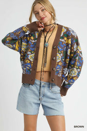 Umgee Floral Knit Button-Up Cardigan | Cardigans Daverri Fashions