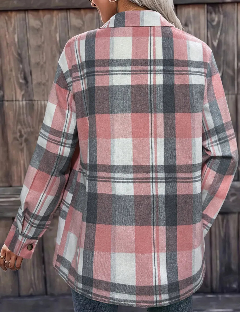 Pocketed Plaid Collared Neck Shacket | Shackets Daverri Fashions