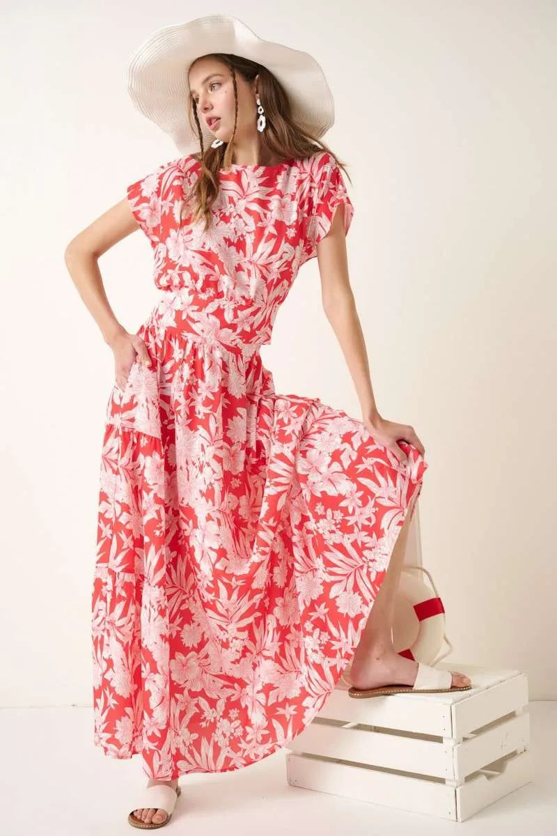 Mittoshop Tropical Print Top and Skirt Set Outfit Sets