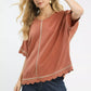 Umgee Linen Blend Scallop Trim Top - DAVERRI FASHIONS