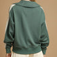Umgee Contrast Long Sleeve Sweatshirt with Collar Sweatshirts