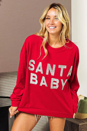 BiBi Santa Baby Lettering Christmas Sweatshirt | Sweatshirts Daverri Fashions