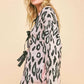 Davi & Dani Leopard Ribbon Tie Front Loose Fit Cardigan Cardigans