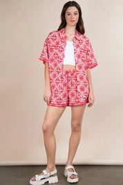 VERY J Tropical Printed Shirt Top and Shorts Set | Outfit Sets Daverri Fashions