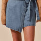 SO ME Wrap Braided Trimmed Denim Skort - DAVERRI FASHIONS