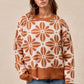 BiBi Flower Pattern Long Sleeve Sweater - DAVERRI FASHIONS