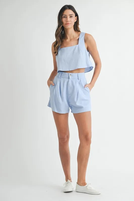 MABLE Sleeveless Crop Top and Shorts Set
