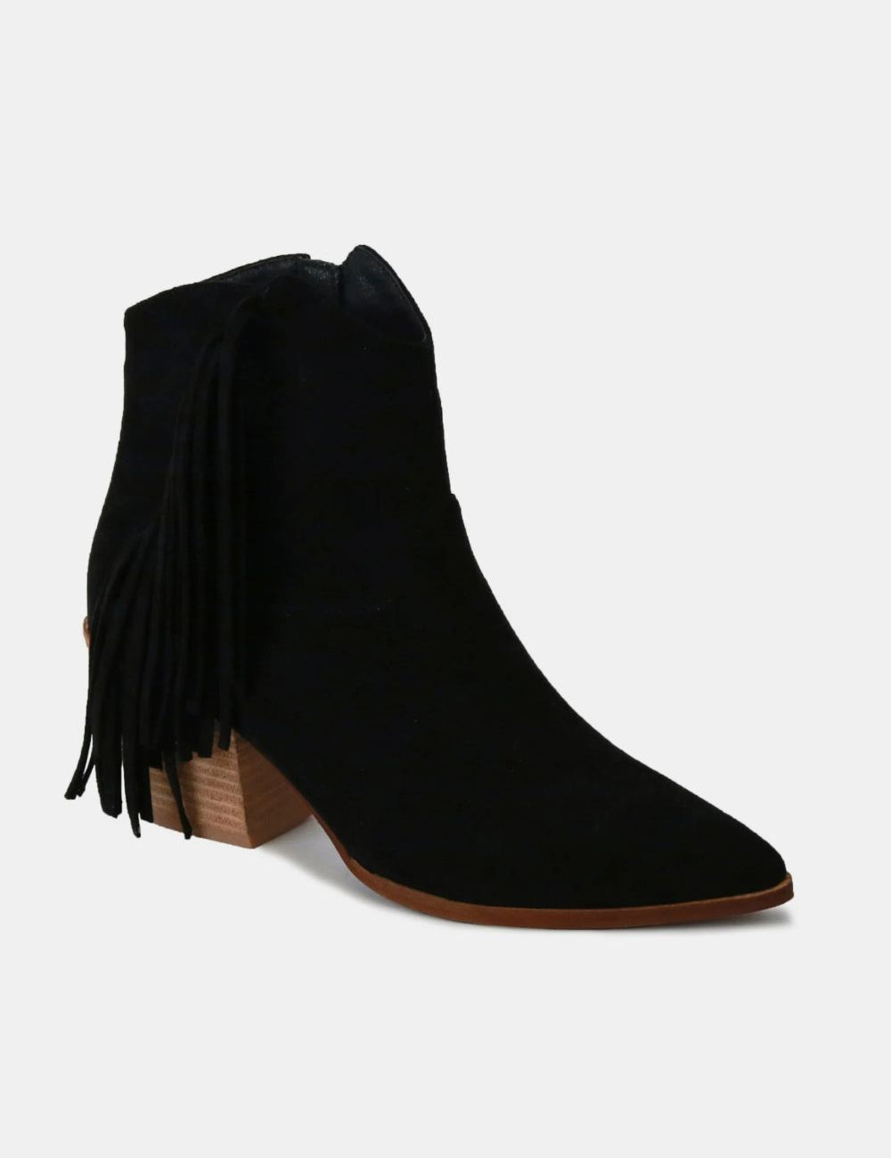 Beast Fashion Suede Fringe Point Toe Ankle Boots Footwear