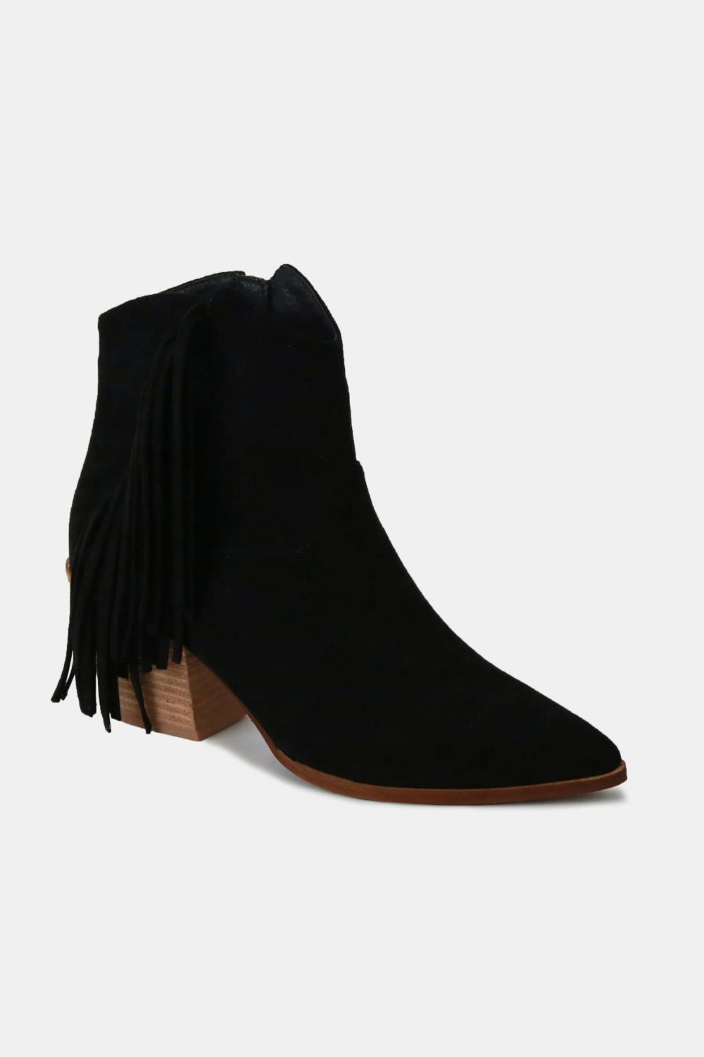 Beast Fashion Suede Fringe Point Toe Ankle Boots Footwear