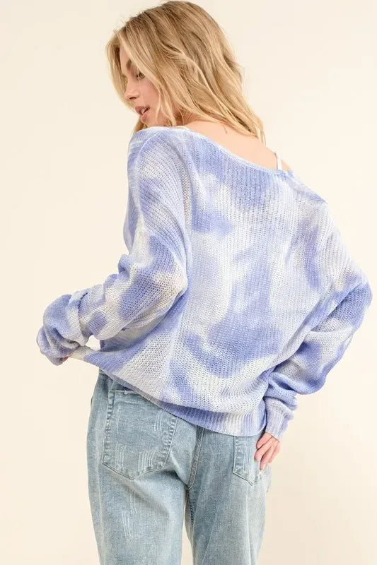 And The Why Blue Tie Dye Twisted Sweater - DAVERRI FASHIONS
