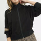 Umgee Zipper Up Cropped Jacket with Leopard Trim - DAVERRI FASHIONS