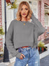 Gray ribbed knit cropped sweater with dropped shoulders