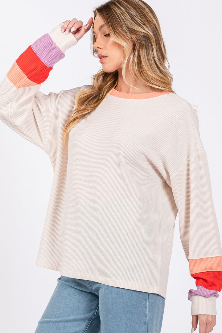 SAGE + FIG Color Block Waffle Knit T-Shirt T-Shirts