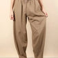 VERY J Solid Barrel Comfy Woven Pants - DAVERRI FASHIONS